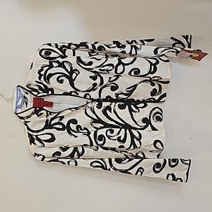 JS Collections Silk Jacket Blazer  Black & White Size 14 NWT